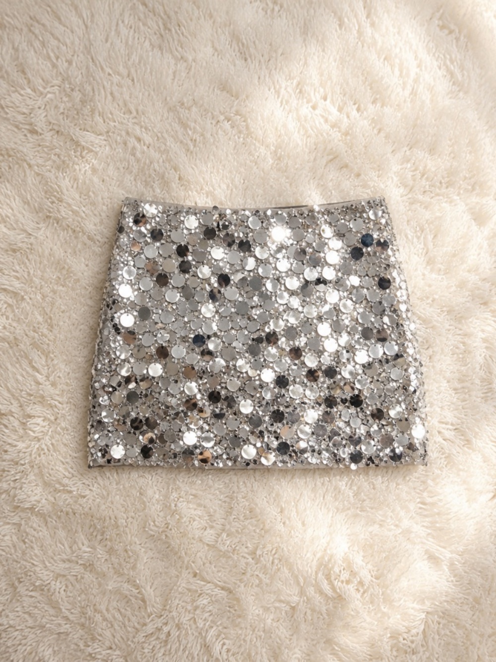 Fashion Nova Silver Sequin Mini Skirt – XS